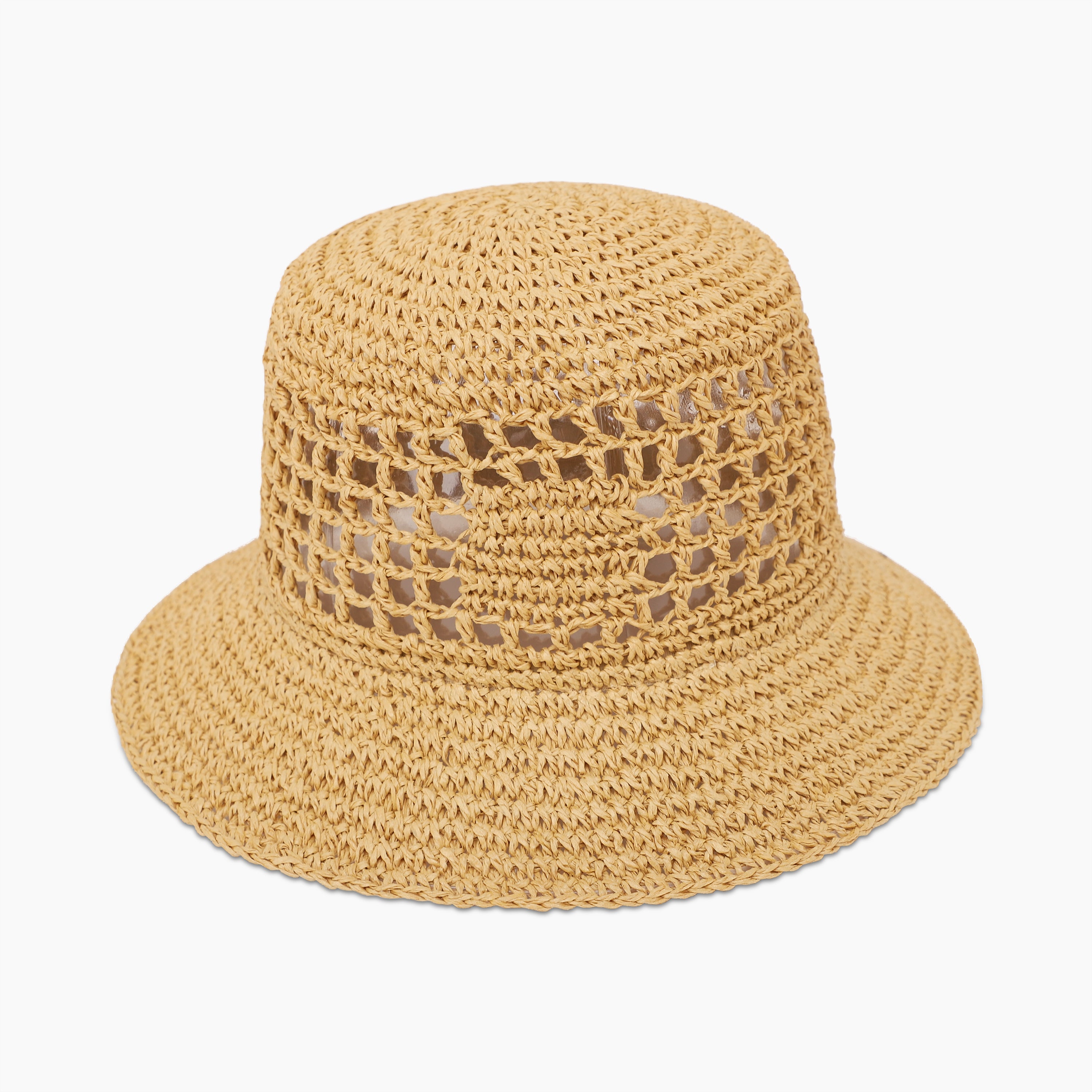 Women’s Paper Straw Bucket Hat with Wide Brim and UPF 50+ Sun Protection