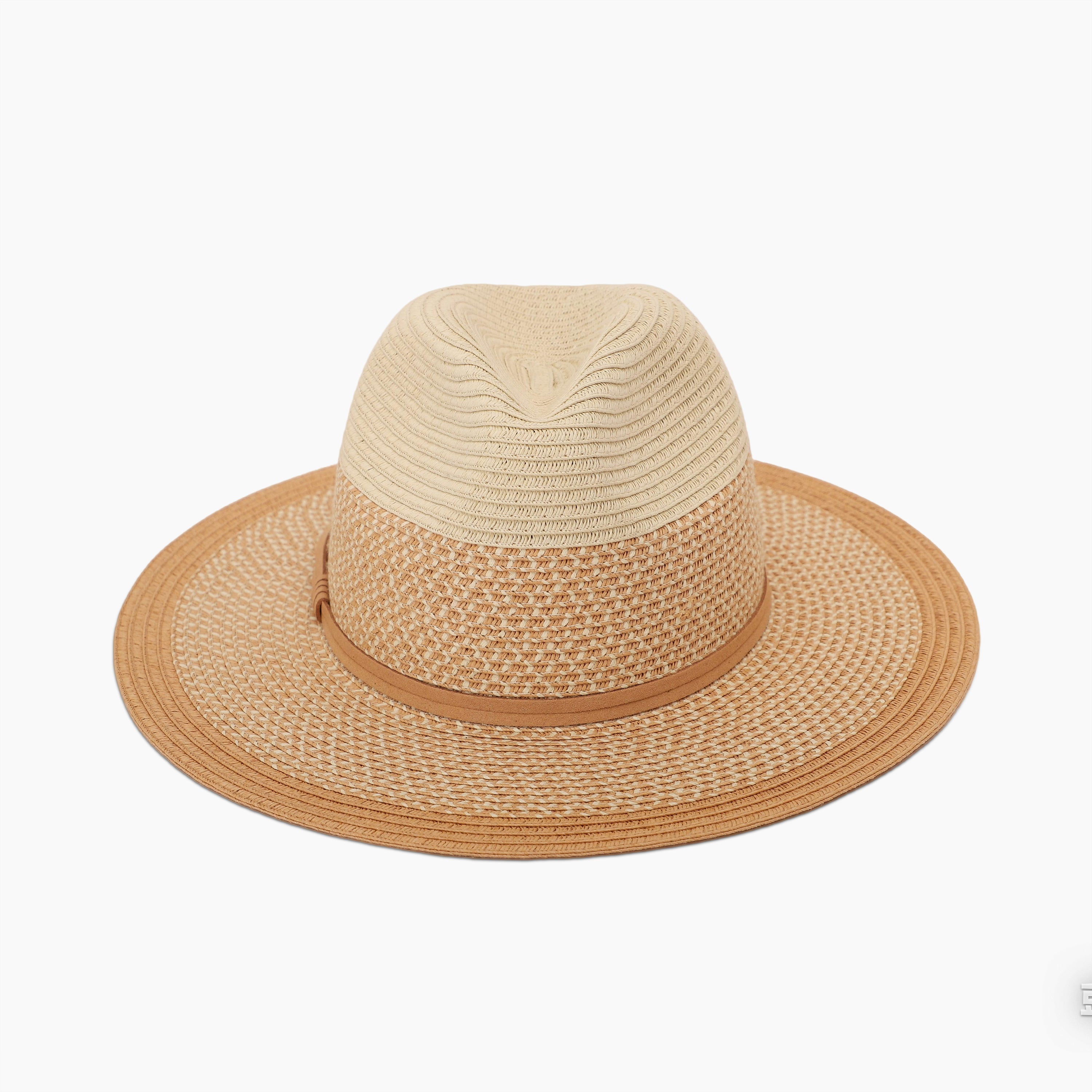 Unisex Paper Straw Fedora Hat with Wide Brim and UPF 50+ Sun Protection