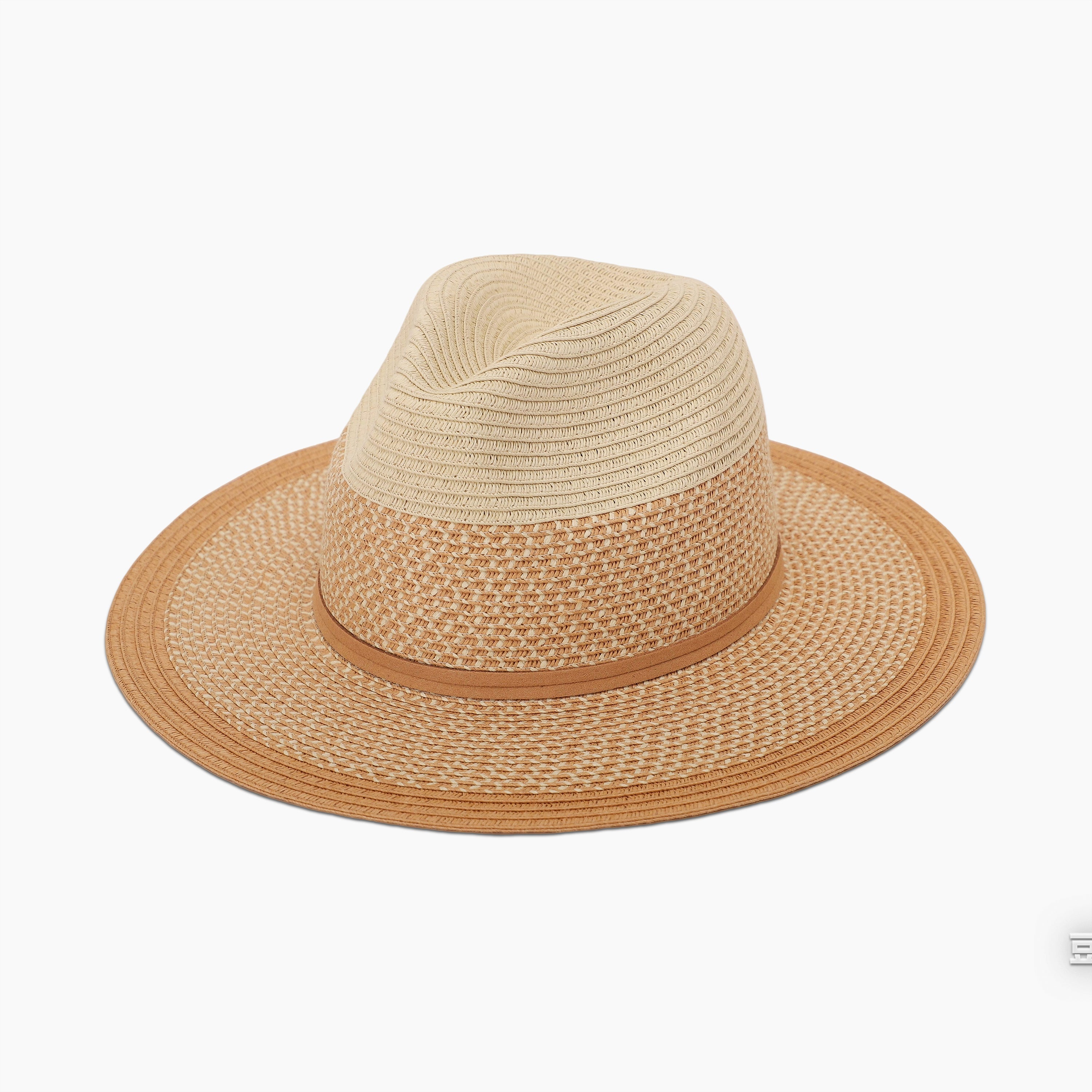 Unisex Paper Straw Fedora Hat with Wide Brim and UPF 50+ Sun Protection