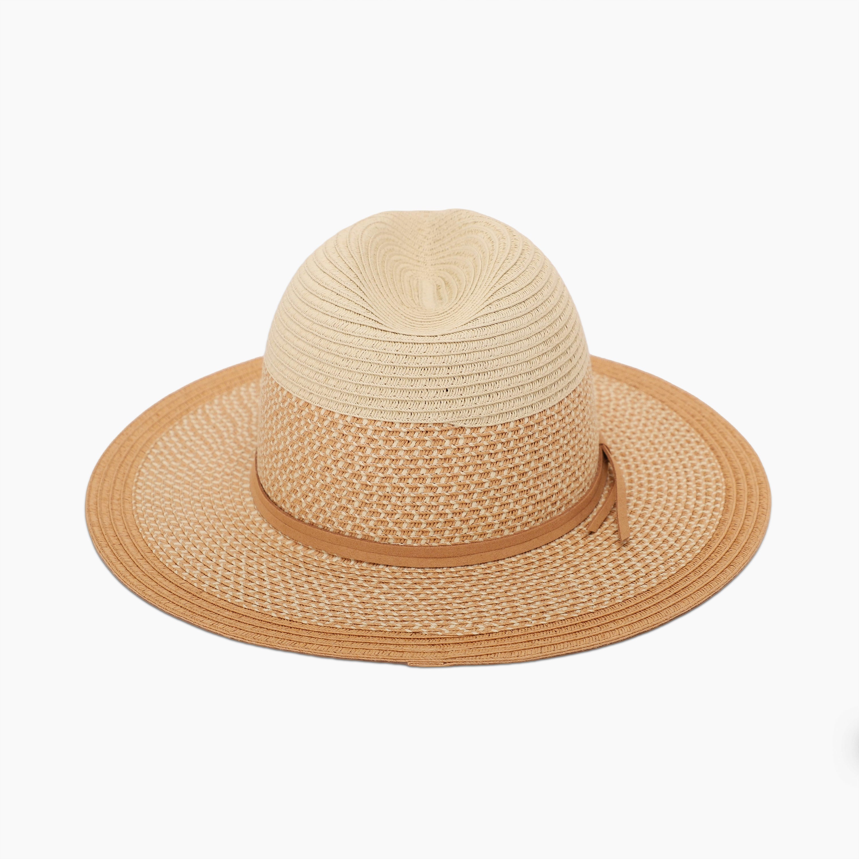 Unisex Paper Straw Fedora Hat with Wide Brim and UPF 50+ Sun Protection