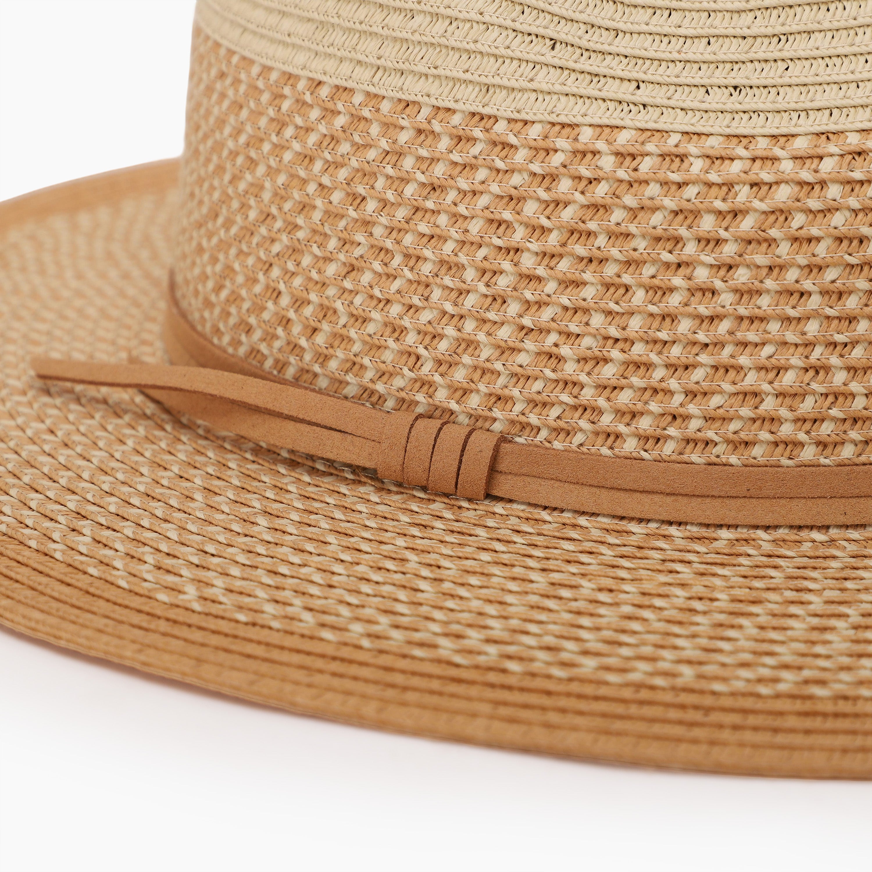 Unisex Paper Straw Fedora Hat with Wide Brim and UPF 50+ Sun Protection