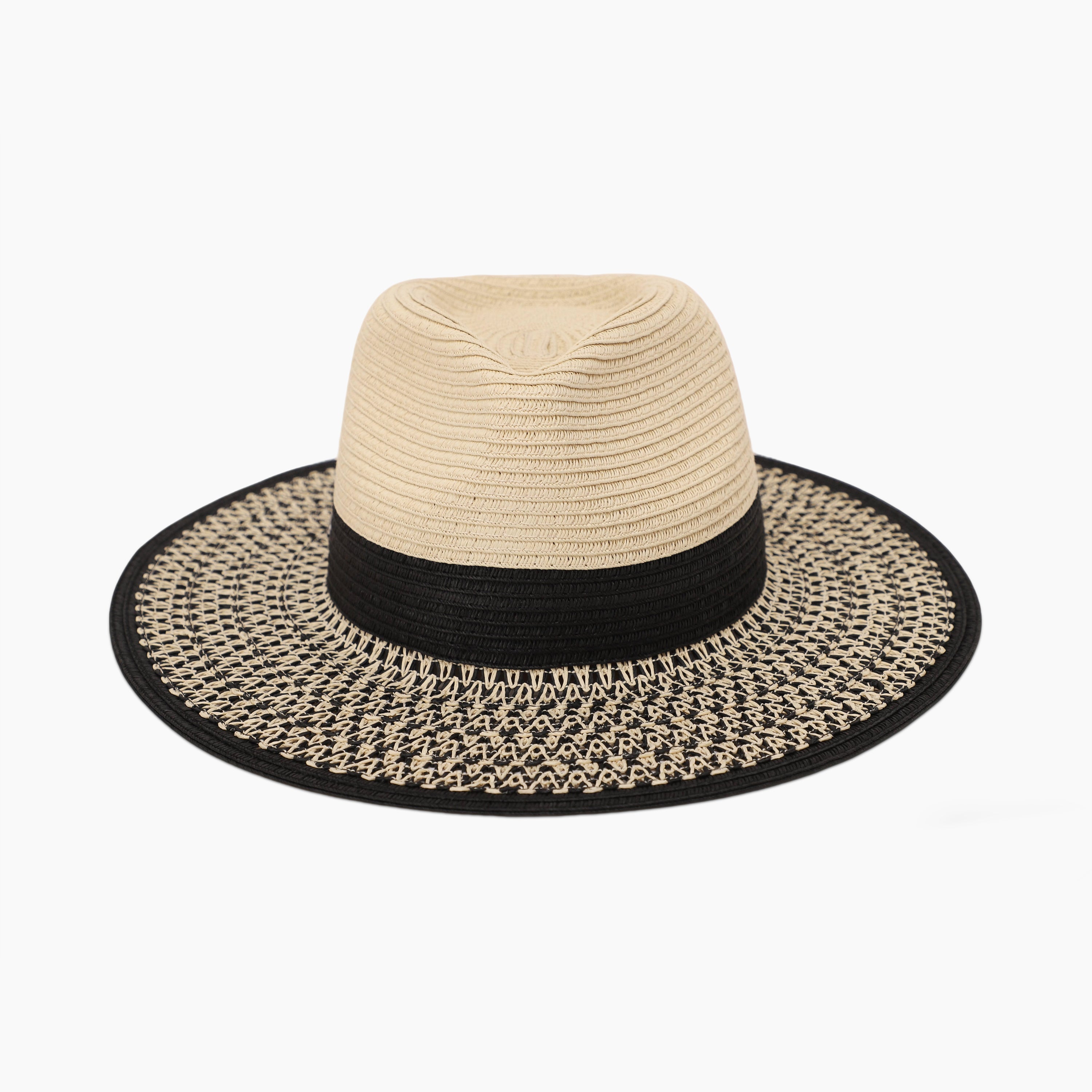 Unisex Paper Straw Fedora Hat with Wide Brim and UPF 50+ Sun Protection
