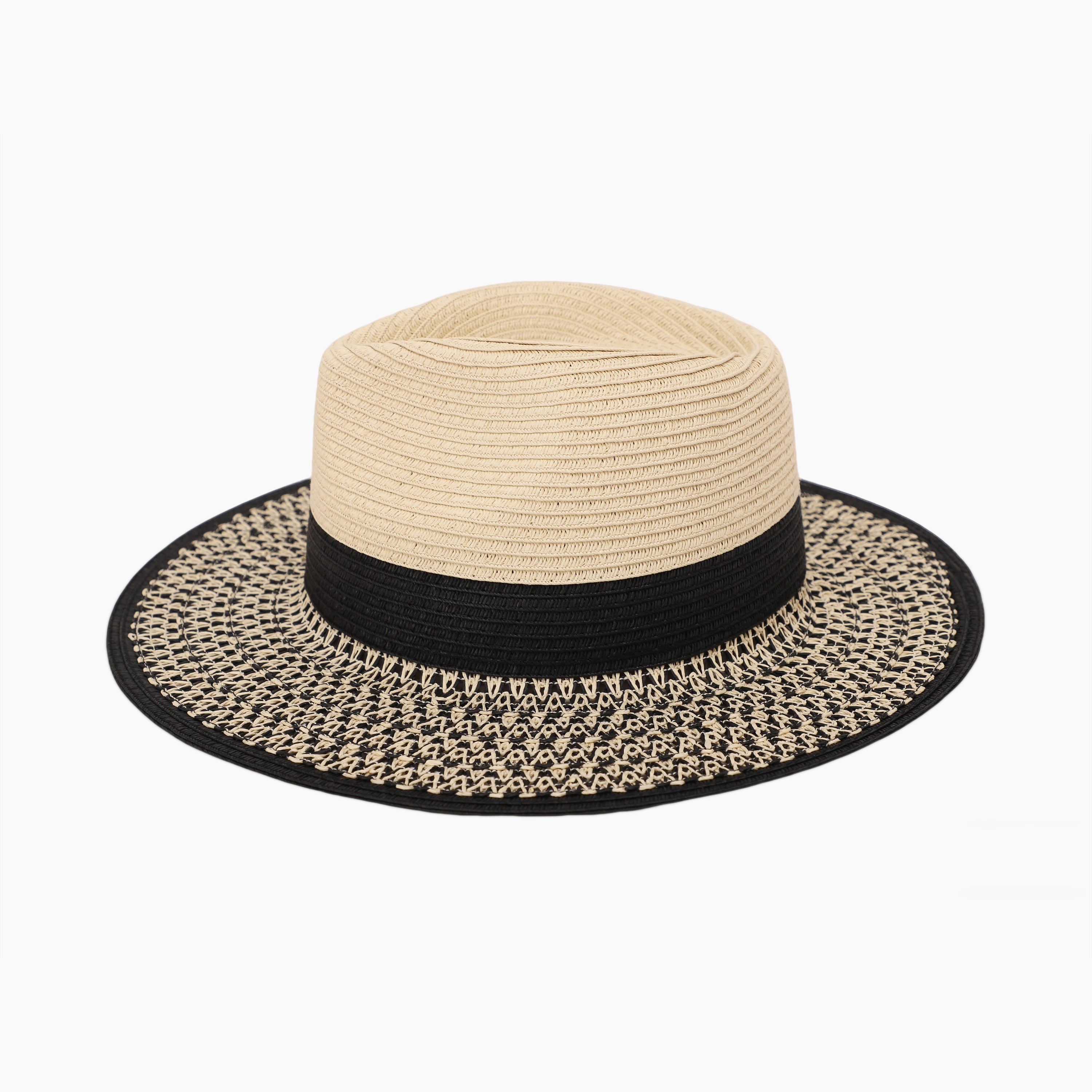 Unisex Paper Straw Fedora Hat with Wide Brim and UPF 50+ Sun Protection