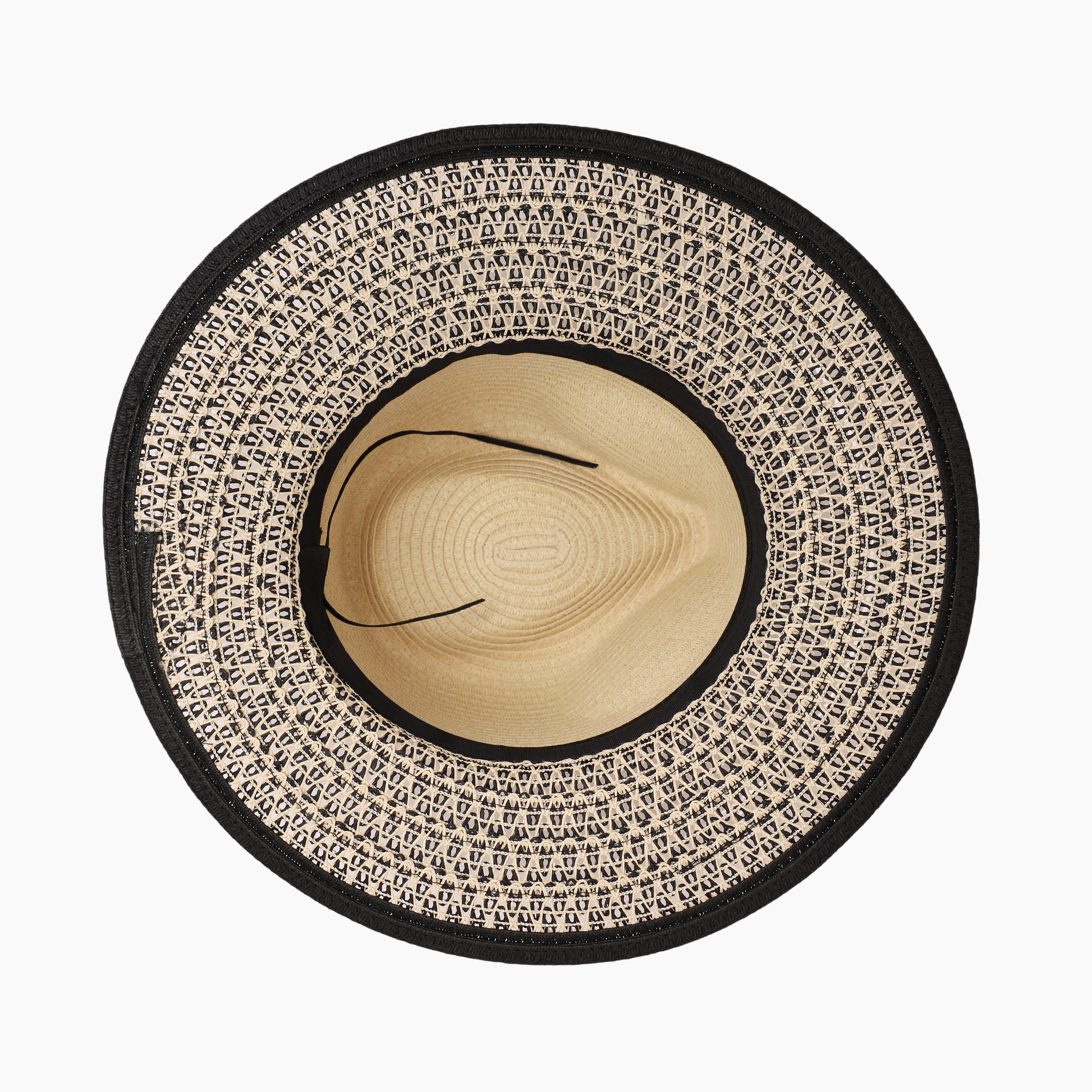 Unisex Paper Straw Fedora Hat with Wide Brim and UPF 50+ Sun Protection