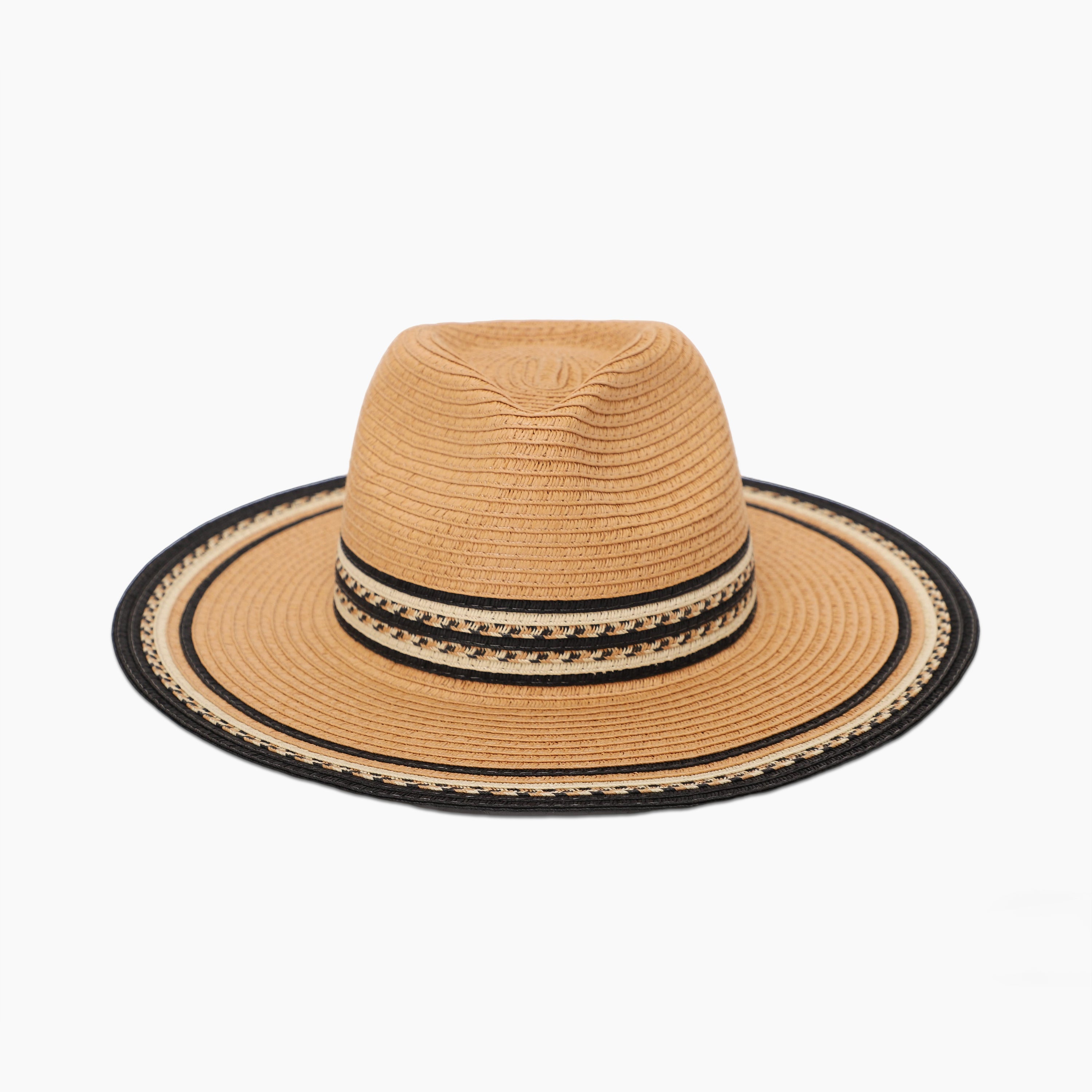 Unisex Paper Straw Fedora Hat with Wide Brim and UPF 50+ Sun Protection