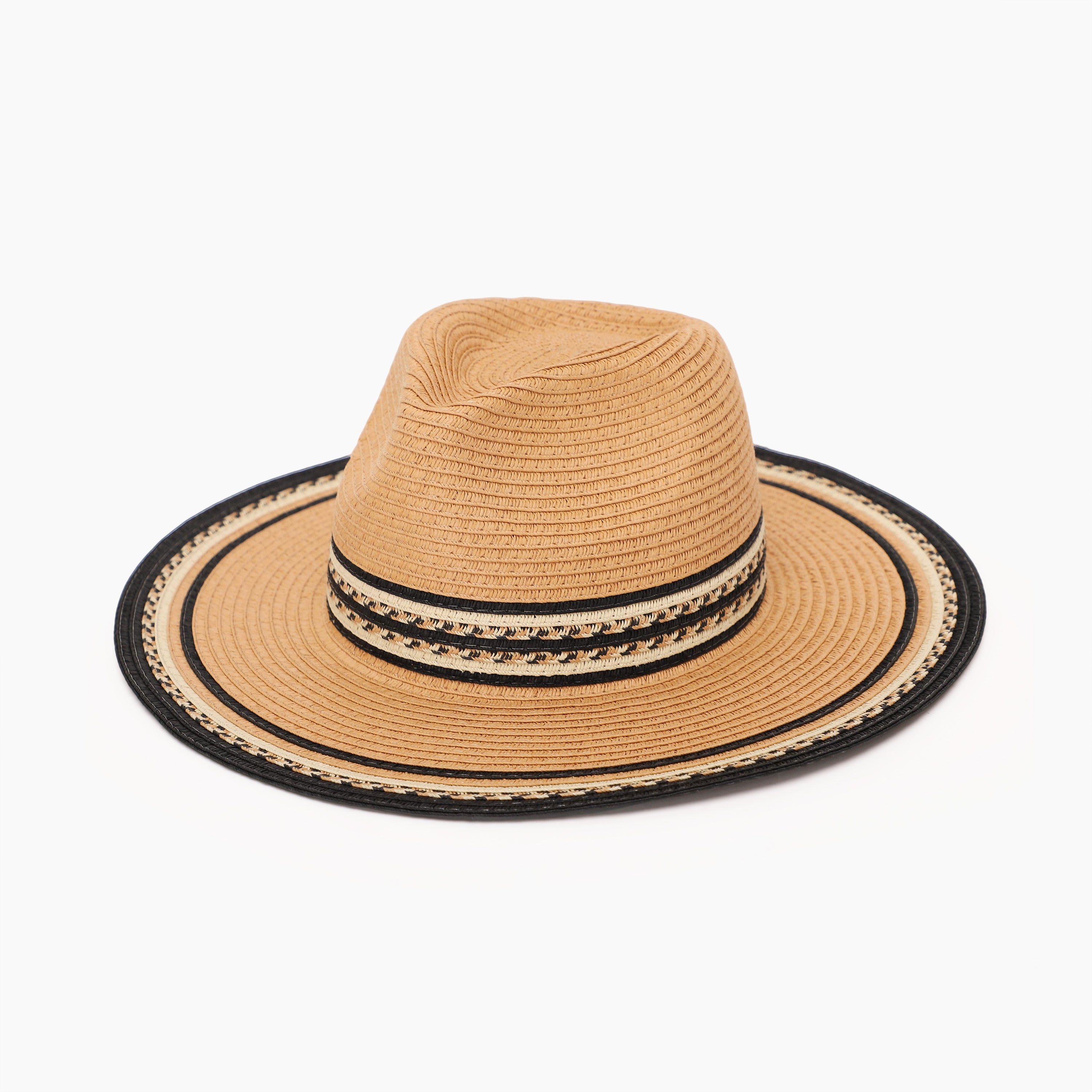 Unisex Paper Straw Fedora Hat with Wide Brim and UPF 50+ Sun Protection