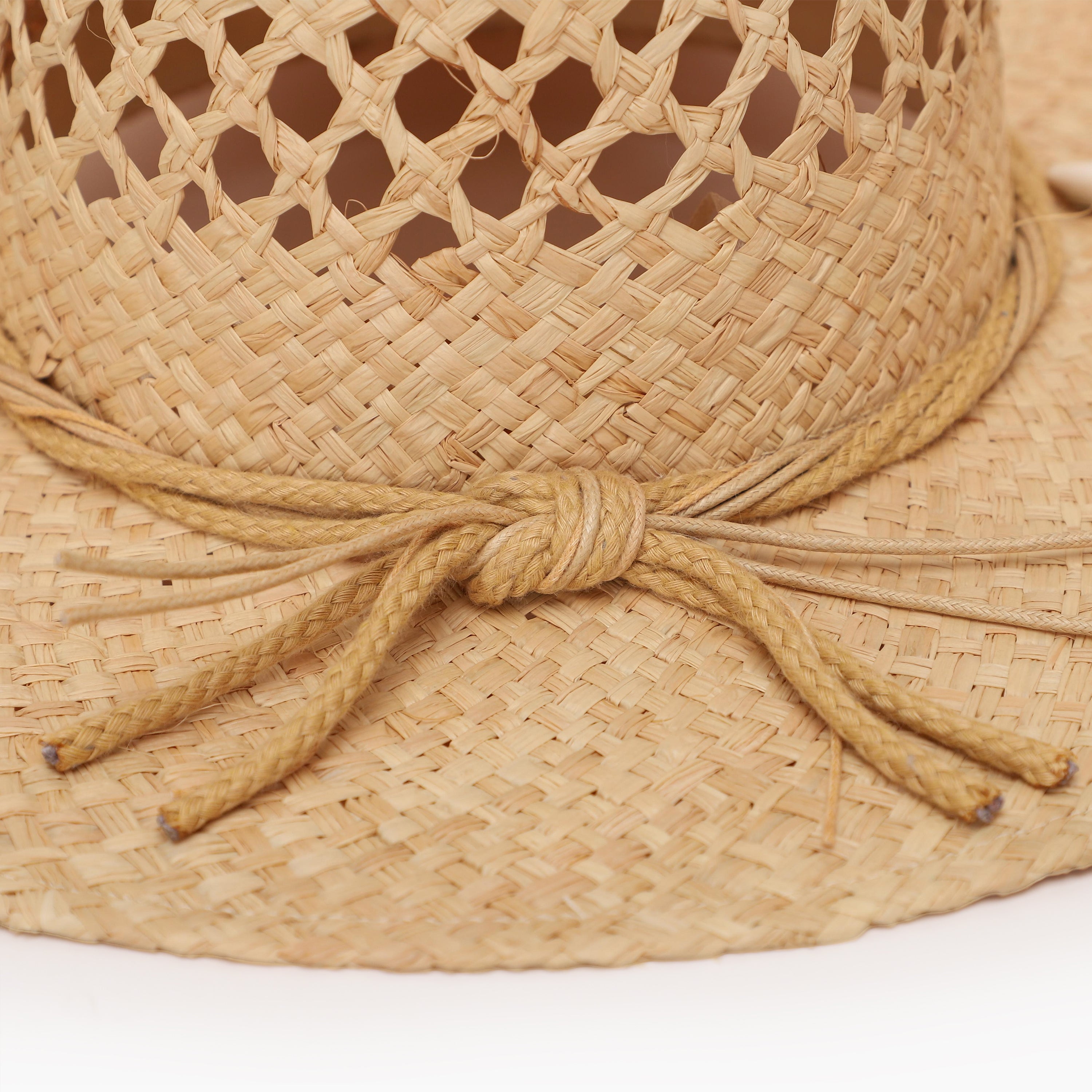 Unisex Raffia Fedora Hat with Wide Brim and UPF 50+ Sun Protection