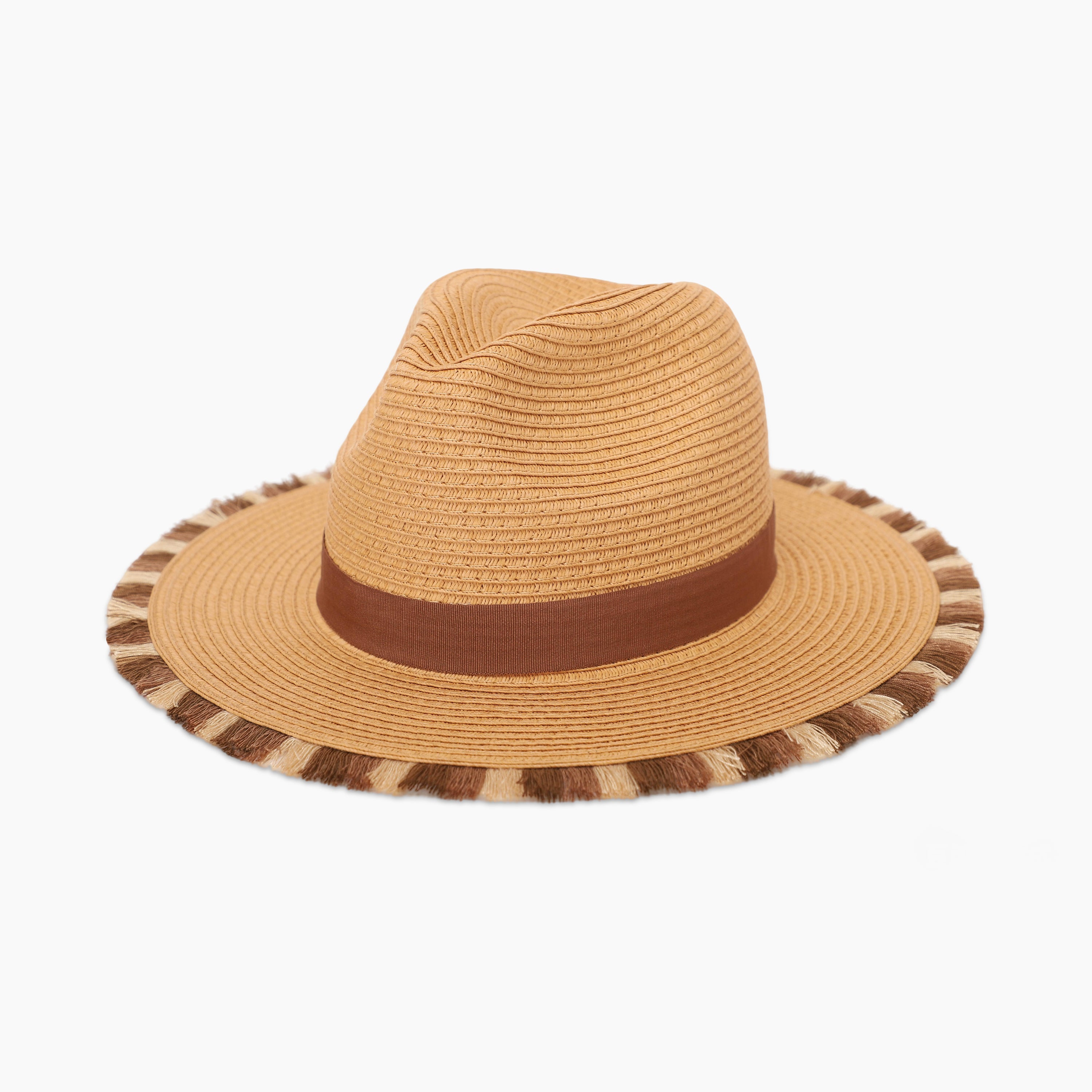 Unisex Paper Straw Fedora Hat with Wide Brim and UPF 50+ Sun Protection