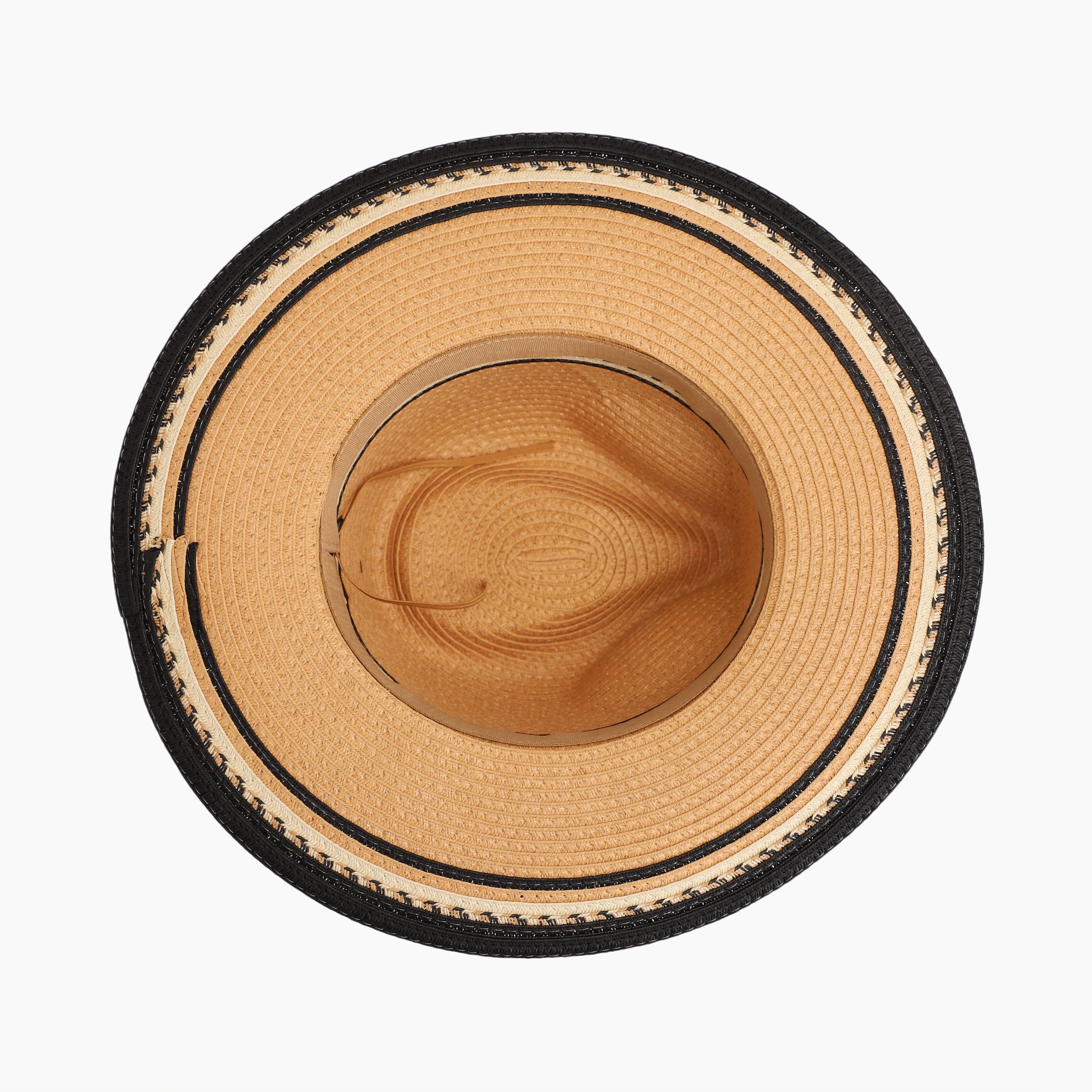 Unisex Paper Straw Fedora Hat with Wide Brim and UPF 50+ Sun Protection