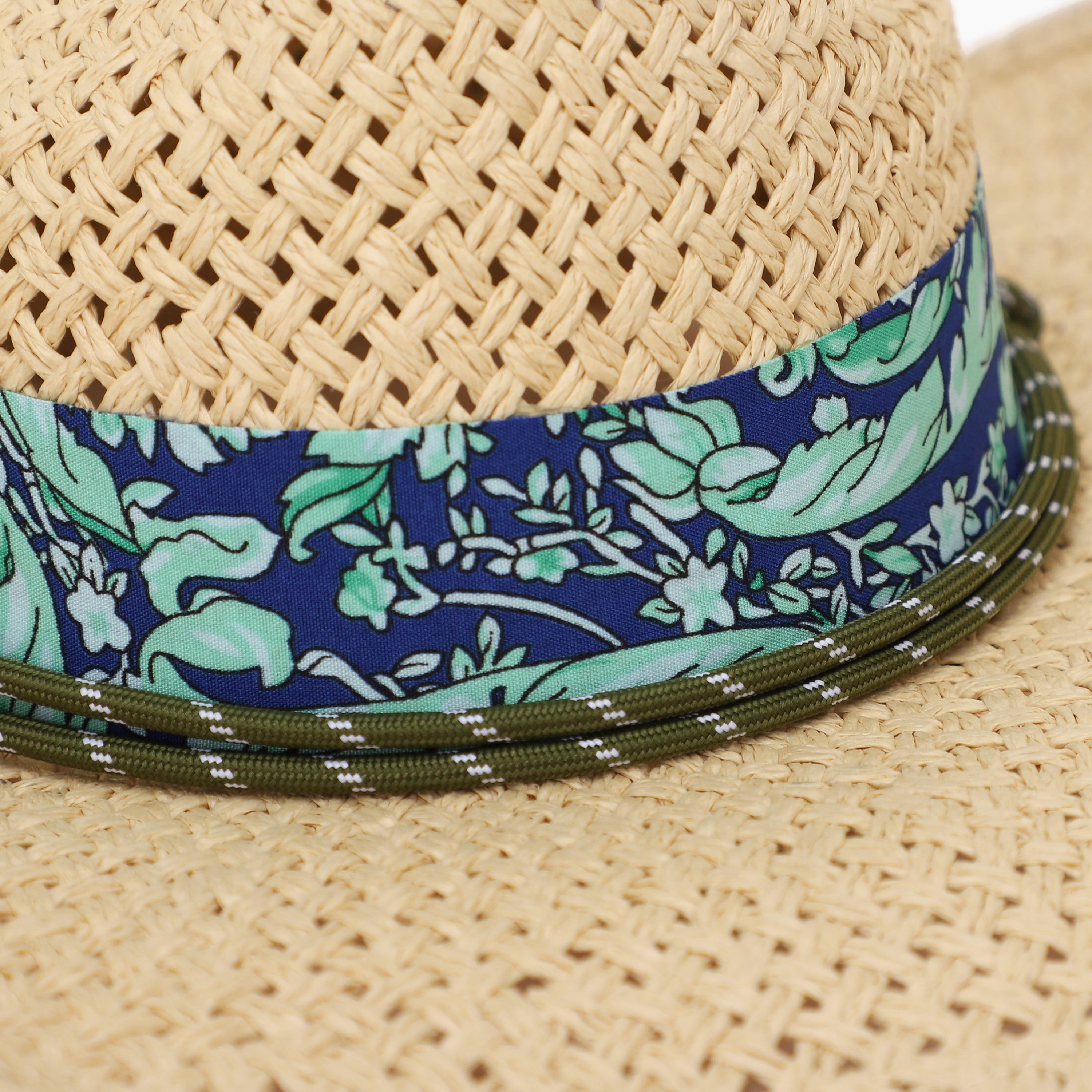 Unisex Paper Straw Fedora Hat with Wide Brim and UPF 50+ Sun Protection