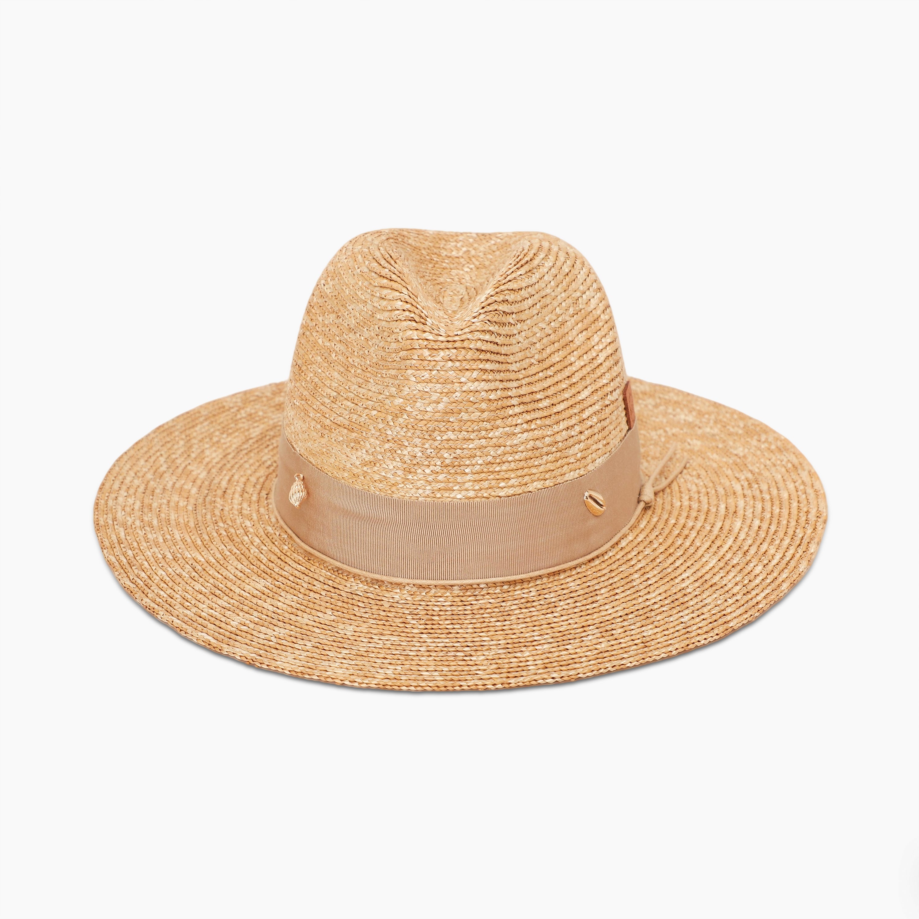 Women’s Wheat Straw Fedora Hat with Wide Brim and UPF 50+ Sun Protection