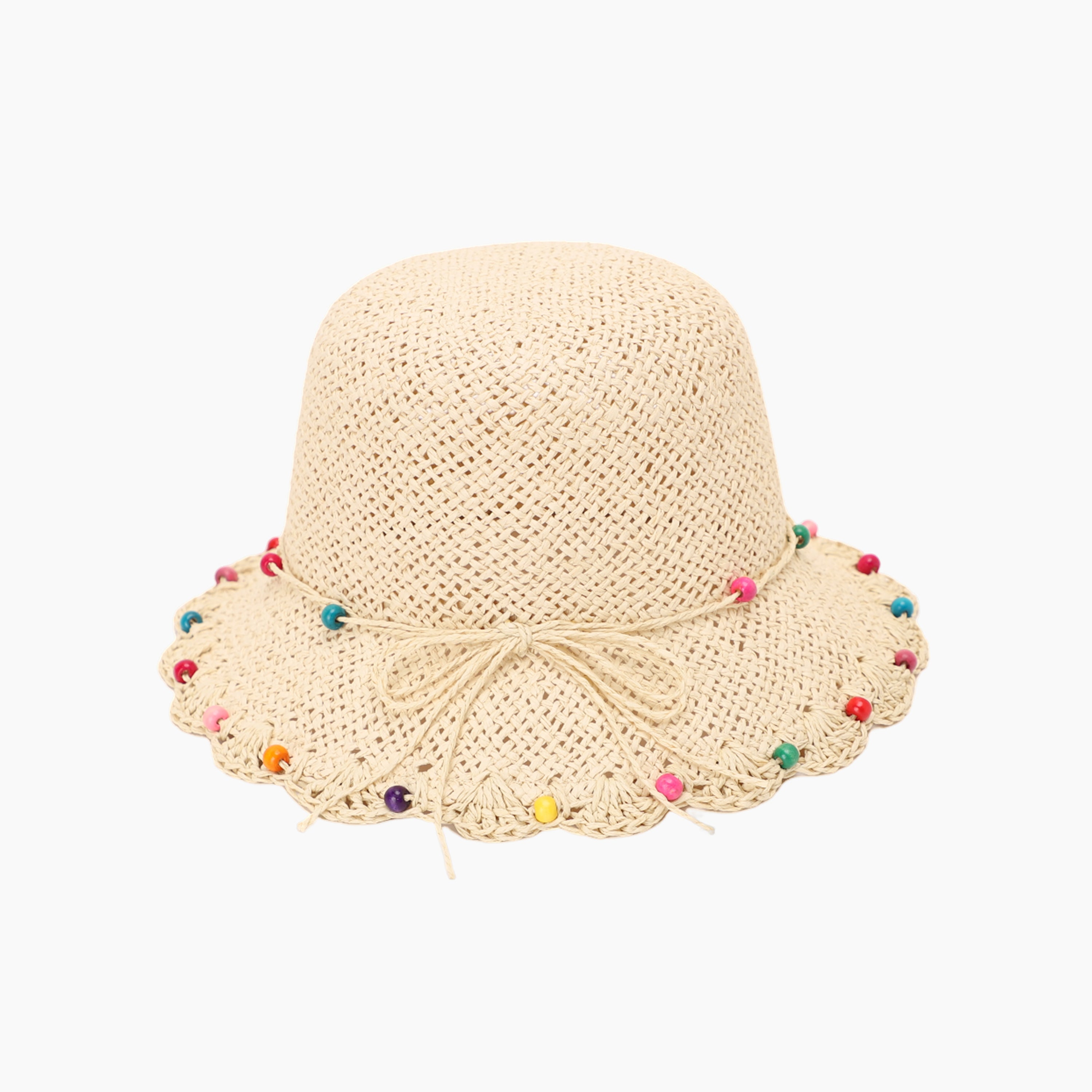 Children’s Paper Straw Bucket Hat for Ages 2–6 with UPF 50+ Sun Protection