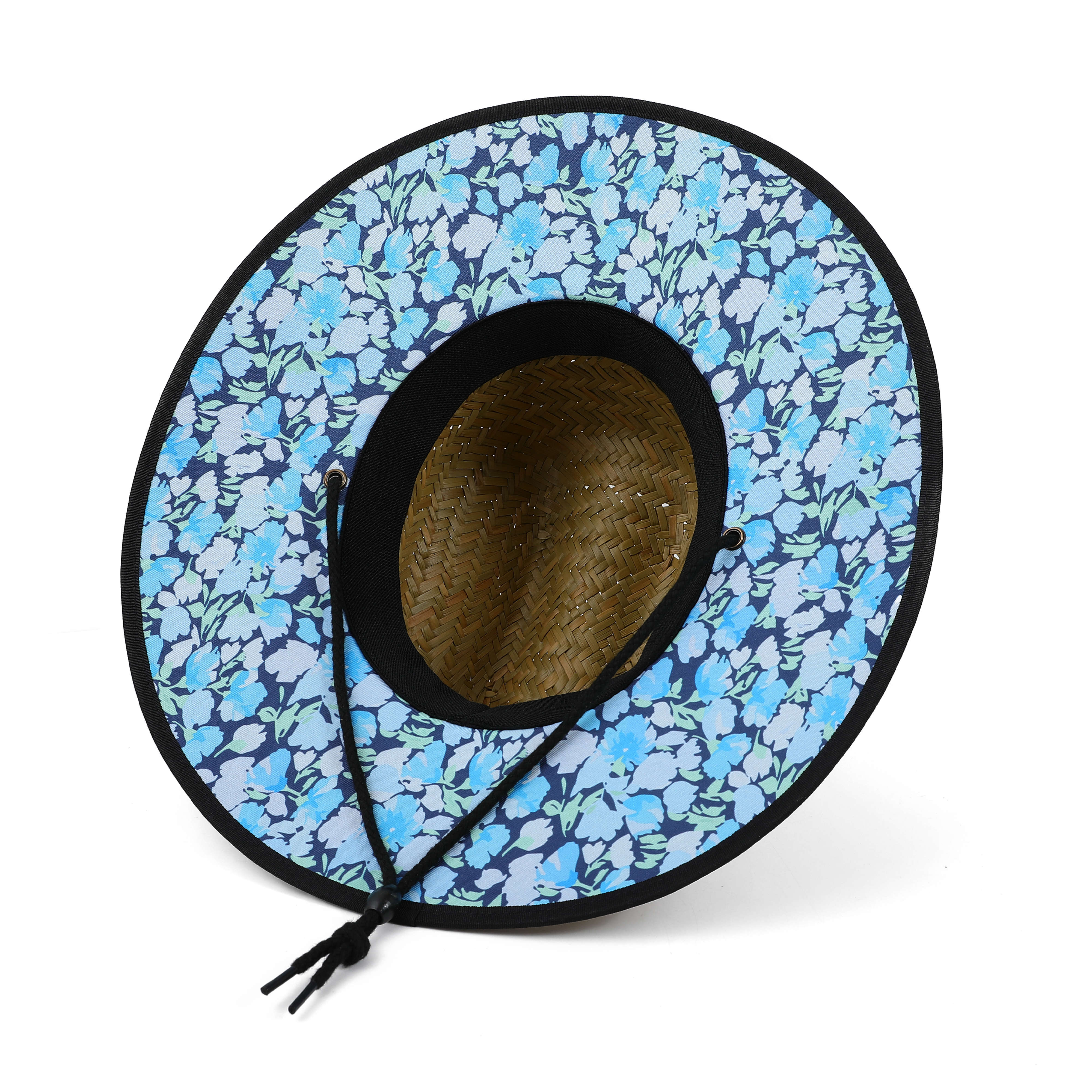 US Stock Wholesale Men's Seagrass Lifeguard Straw Hats with Wide Brim and Sun & Wind Proof